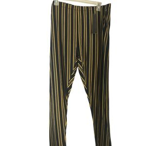 NWT just one Women's Blue and gold Striped Leggings 2x poly spandex nice